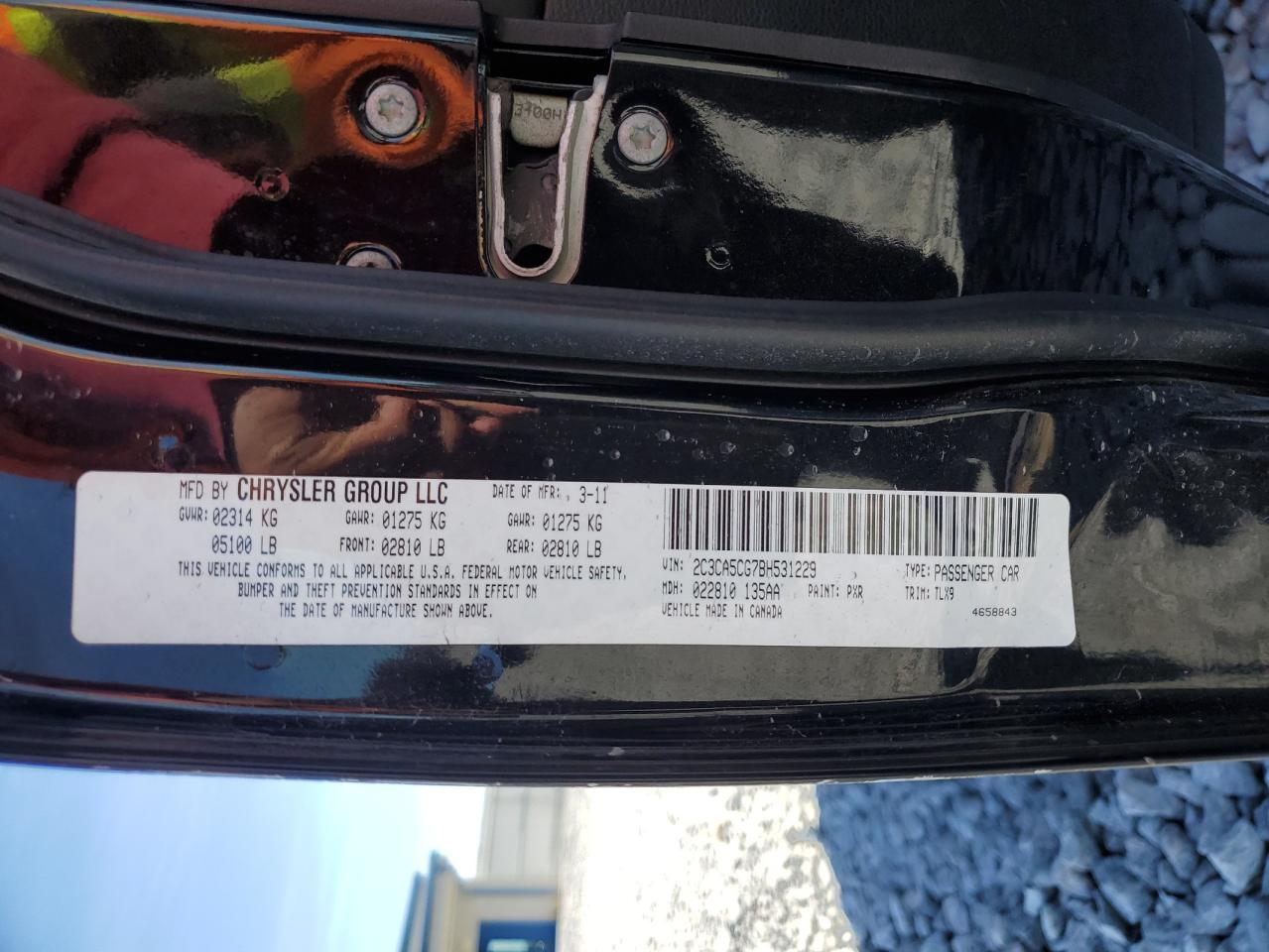 2011 Chrysler 300 Limited VIN: 2C3CA5CG7BH531229 Lot: 92403425