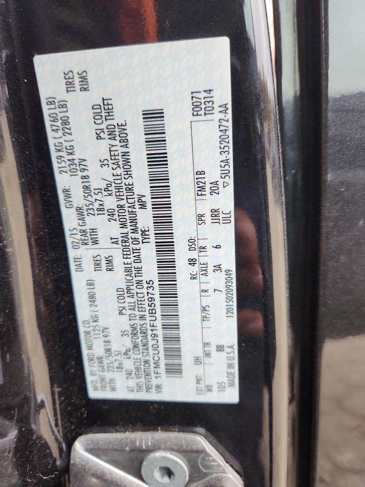 2015 Ford Escape Titanium VIN: 1FMCU0J91FUB59735 Lot: 93299495