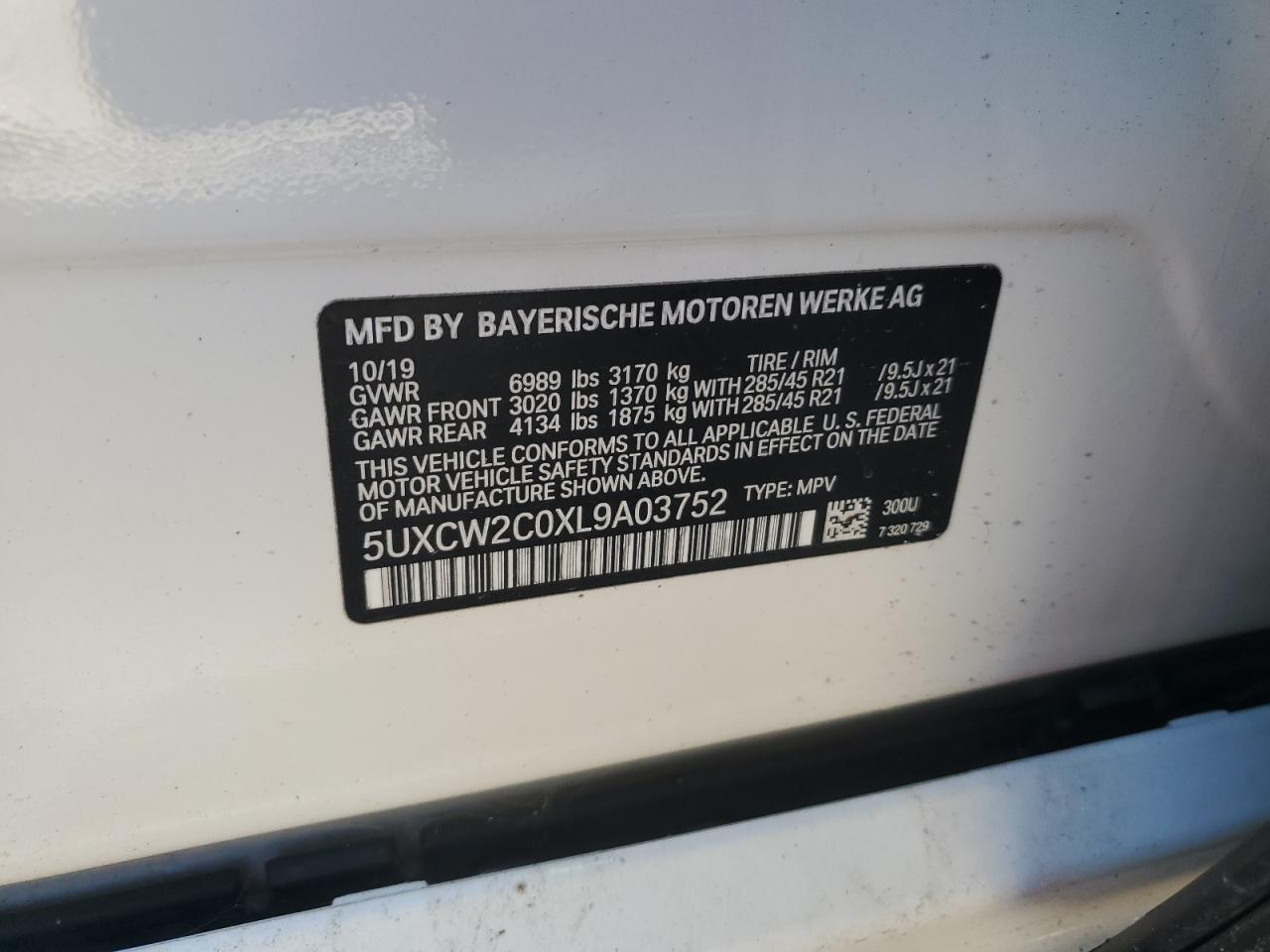 2020 BMW X7 xDrive40I VIN: 5UXCW2C0XL9A03752 Lot: 92710115