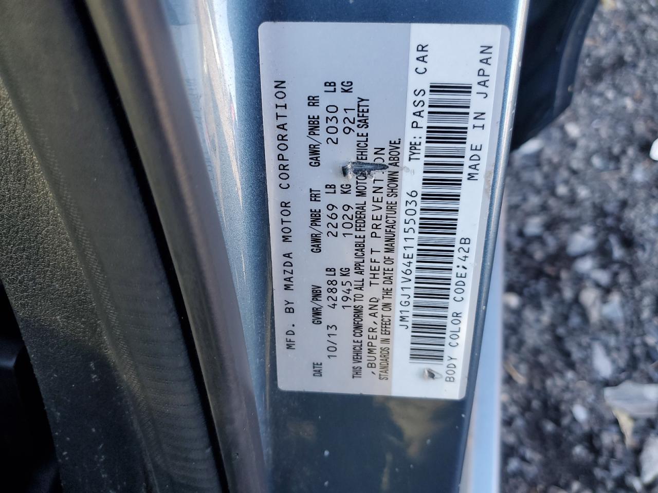 2014 Mazda 6 Touring VIN: JM1GJ1V64E1155036 Lot: 93718965