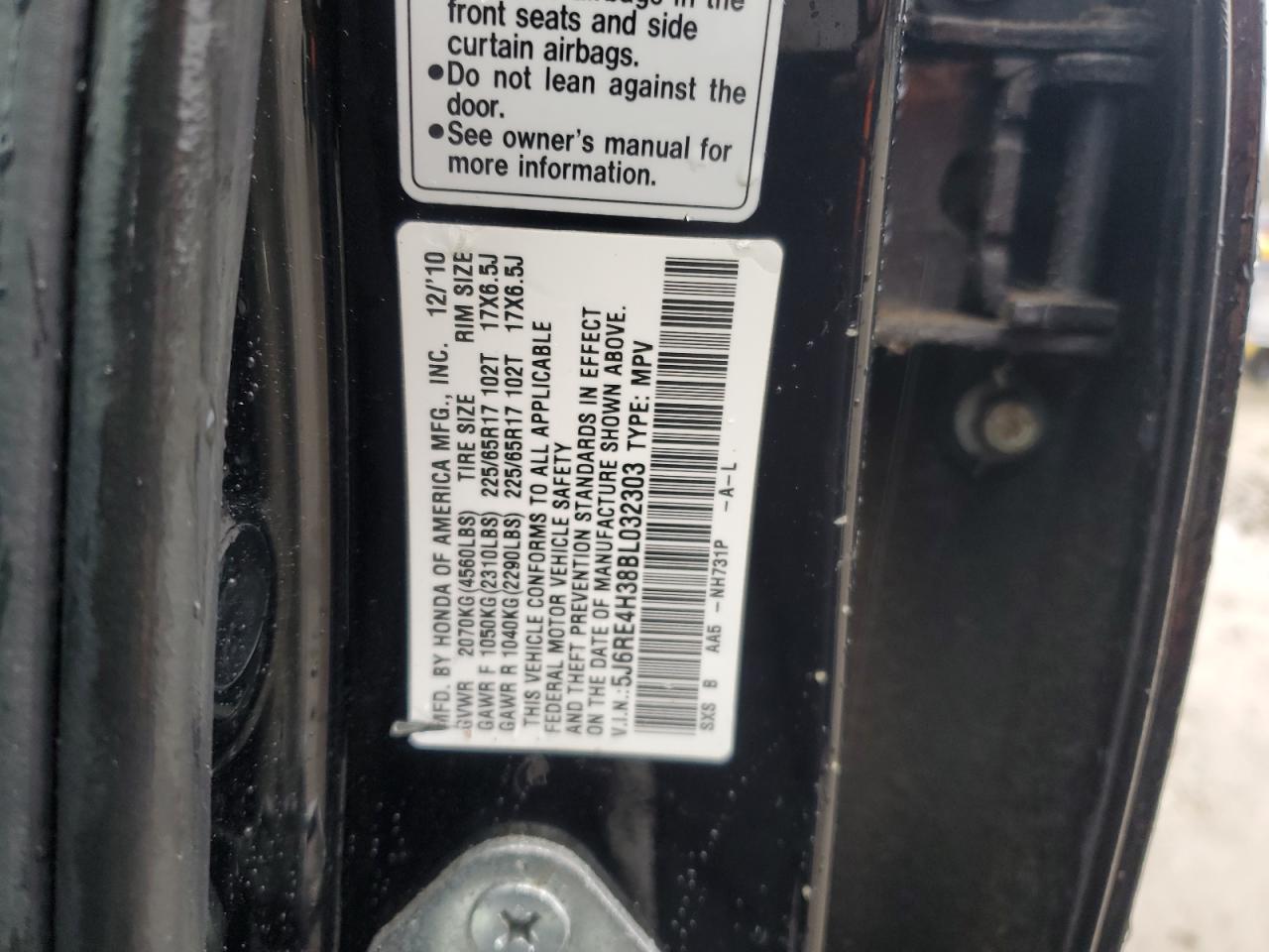 2011 Honda Cr-V Lx VIN: 5J6RE4H38BL032303 Lot: 92526445