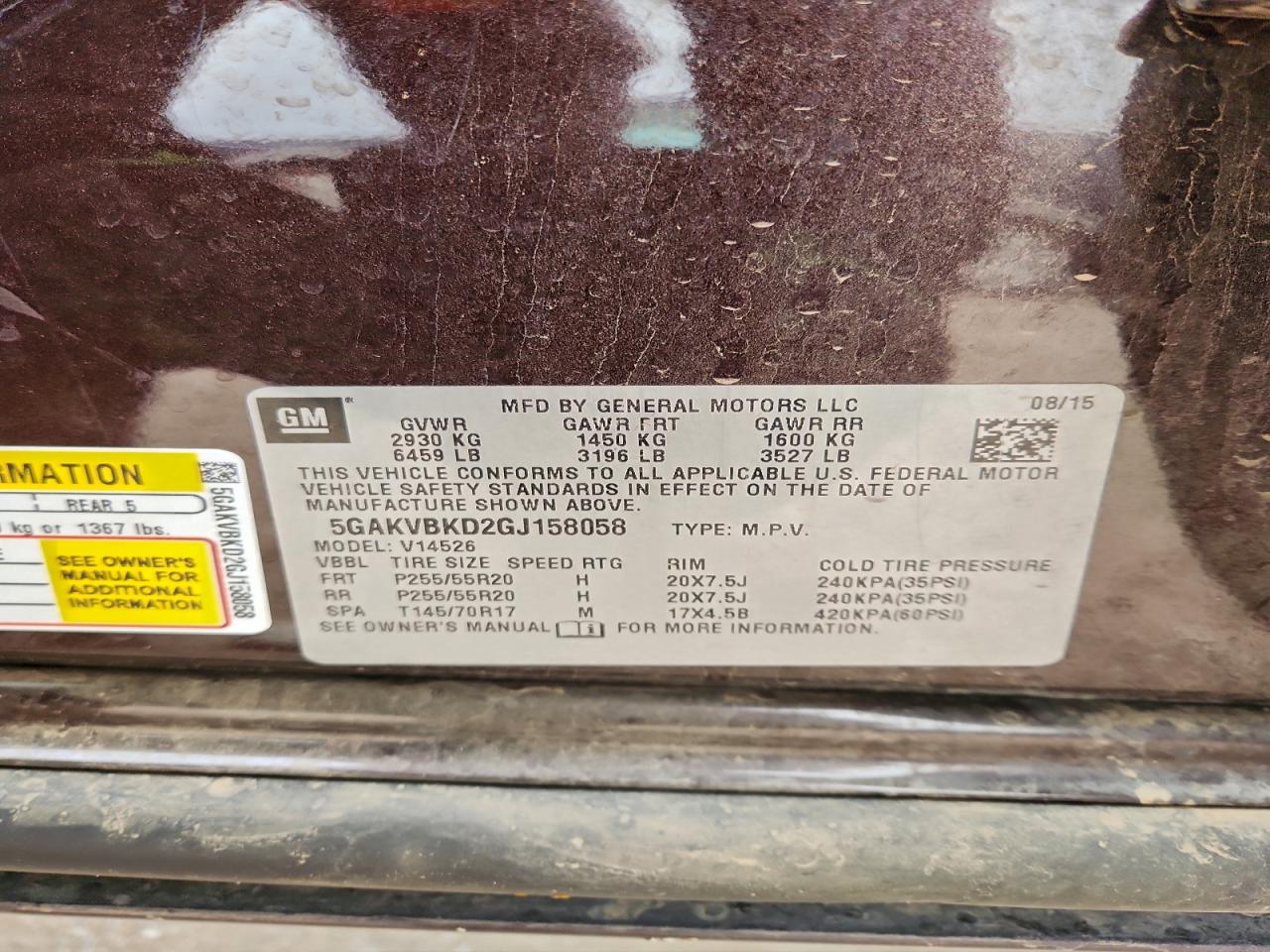 2016 Buick Enclave VIN: 5GAKVBKD2GJ158058 Lot: 93376475