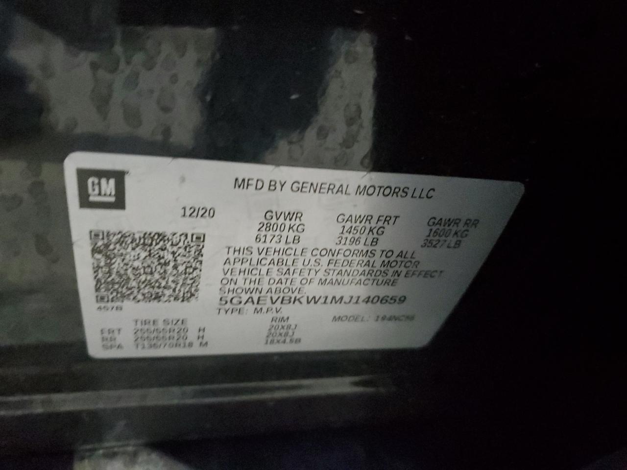 2021 Buick Enclave Premium VIN: 5GAEVBKW1MJ140659 Lot: 92268465