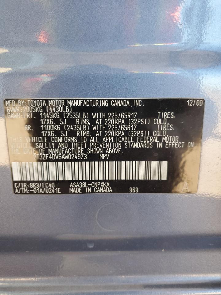 2010 Toyota Rav4 VIN: 2T3ZF4DV5AW024973 Lot: 91459385