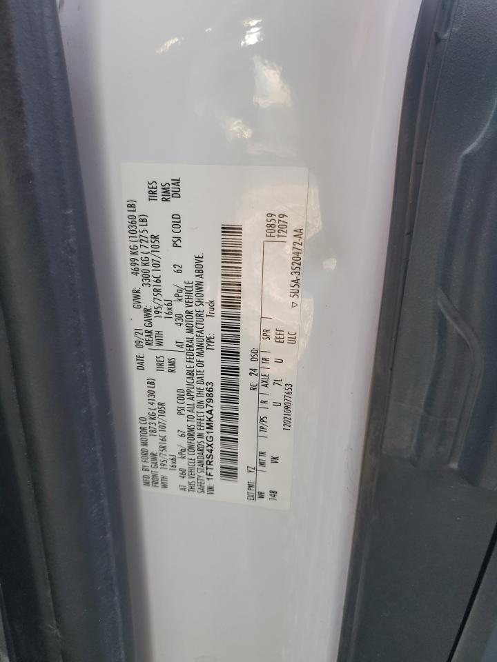 2021 Ford Transit T-350 Delivery Van VIN: 1FTRS4XG1MKA79863 Lot: 92584145