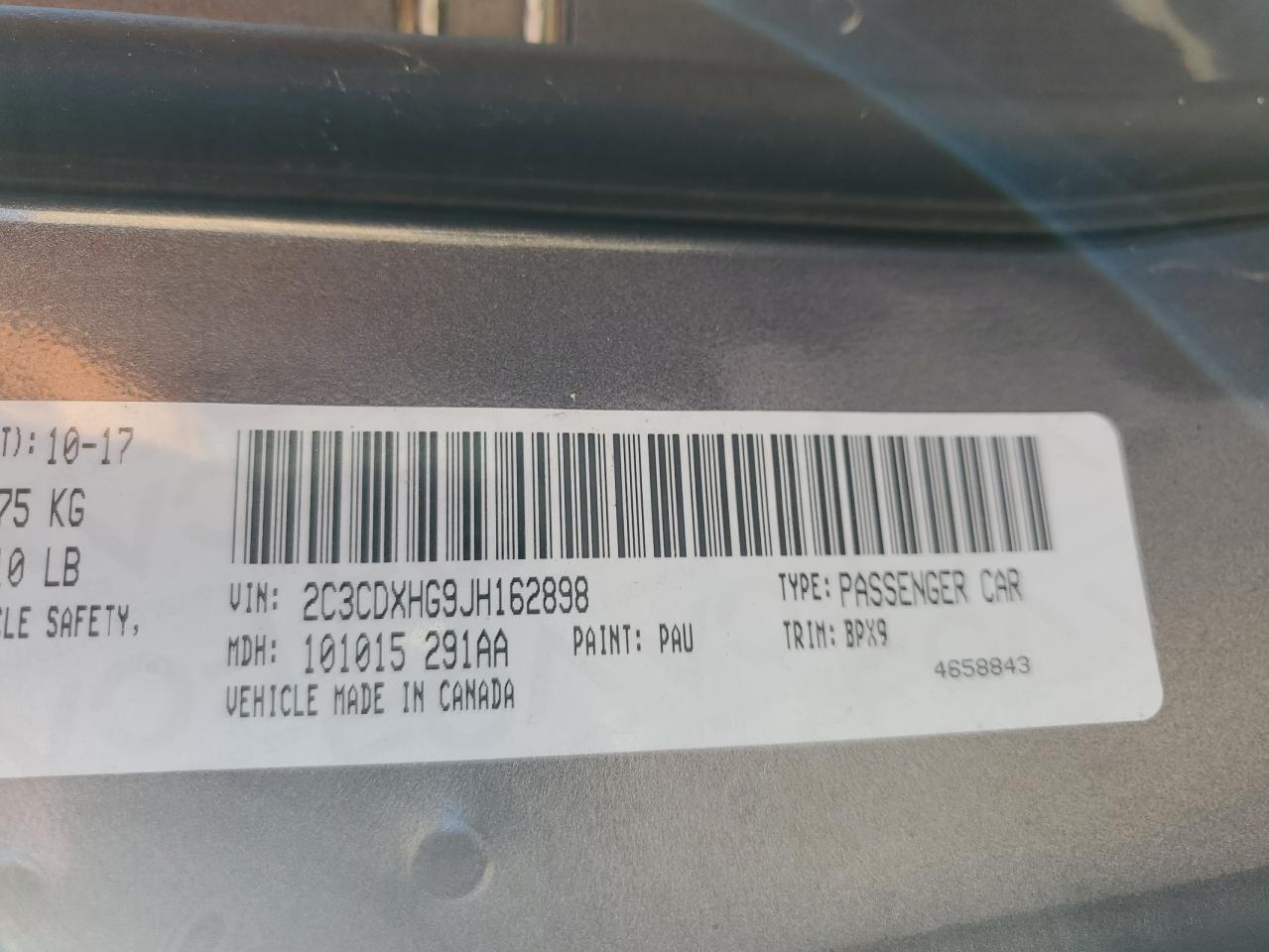 2018 Dodge Charger Sxt Plus VIN: 2C3CDXHG9JH162898 Lot: 91881095