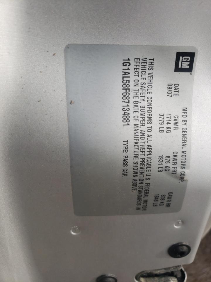 2008 Chevrolet Cobalt Lt VIN: 1G1AL58F687134881 Lot: 93722985