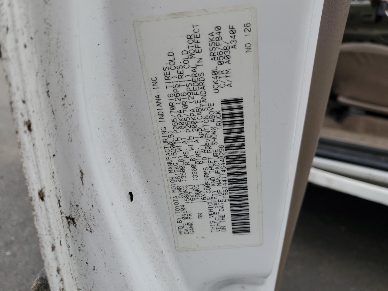 2004 Toyota Tundra Access Cab Sr5 VIN: 5TBBT44114S448298 Lot: 93491705