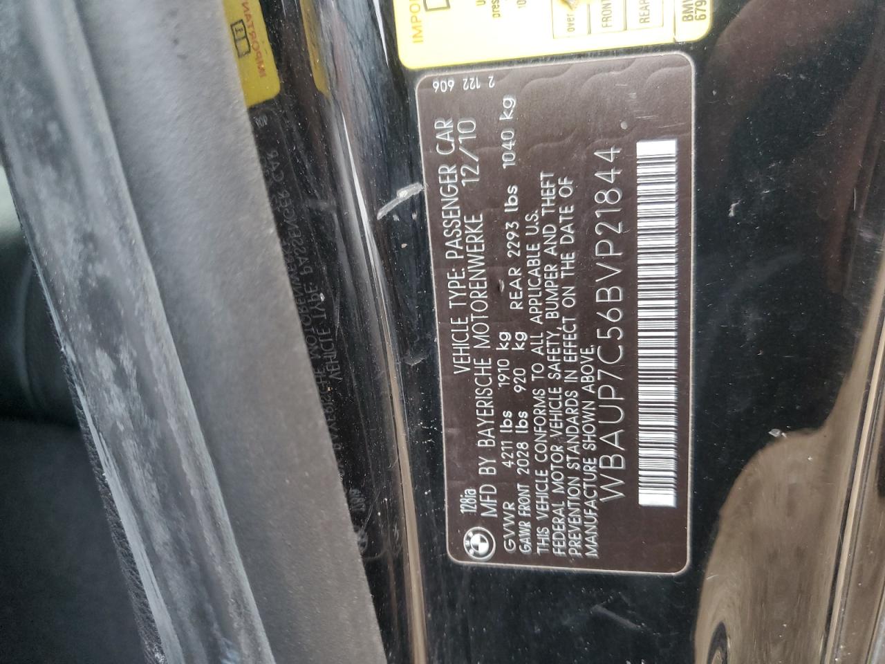 2011 BMW 128 I VIN: WBAUP7C56BVP21844 Lot: 92280755