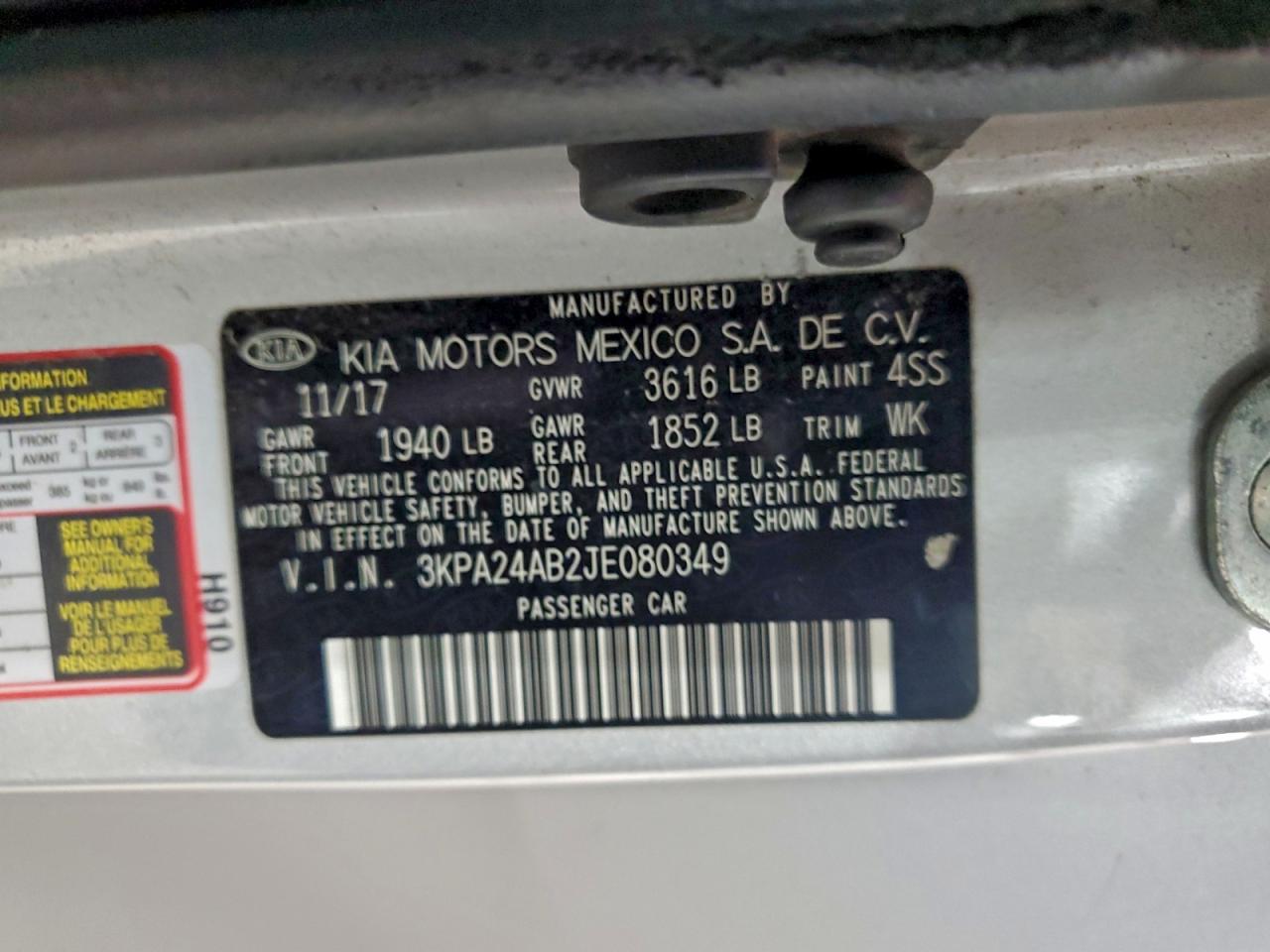 2018 Kia Rio Lx VIN: 3KPA24AB2JE080349 Lot: 94218445