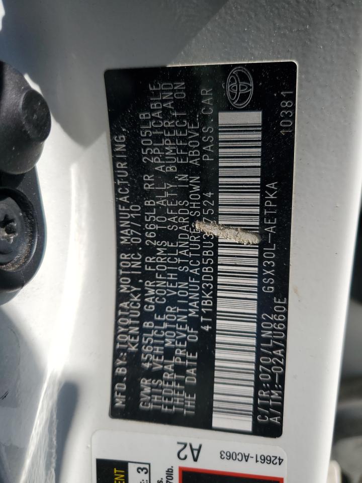 2011 Toyota Avalon Base VIN: 4T1BK3DB5BU38702 Lot: 91596575