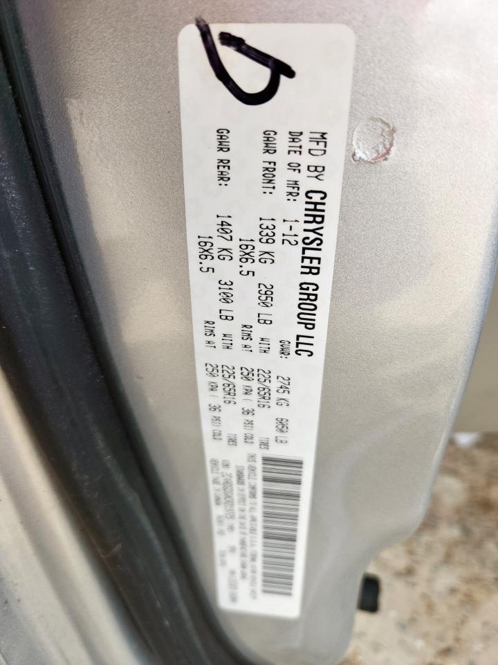 2012 Dodge Grand Caravan Crew VIN: 2C4RDGDG0CR219725 Lot: 92342775