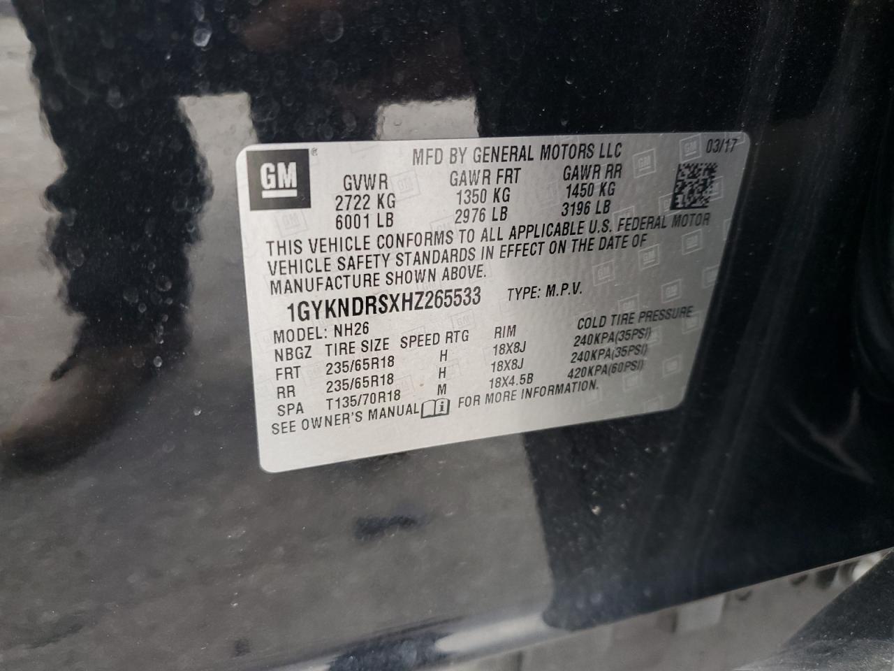 2017 Cadillac Xt5 Luxury VIN: 1GYKNDRSXHZ265533 Lot: 91573515