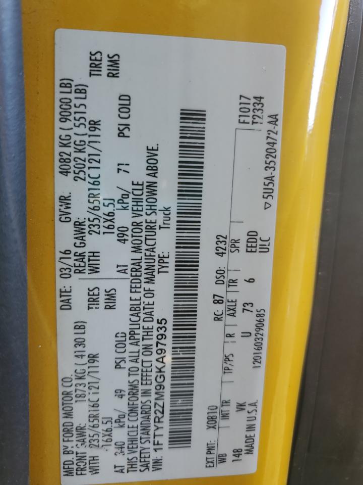 2016 Ford Transit T-250 Delivery Van VIN: 1FTYR2ZM9GKA97935 Lot: 91997355