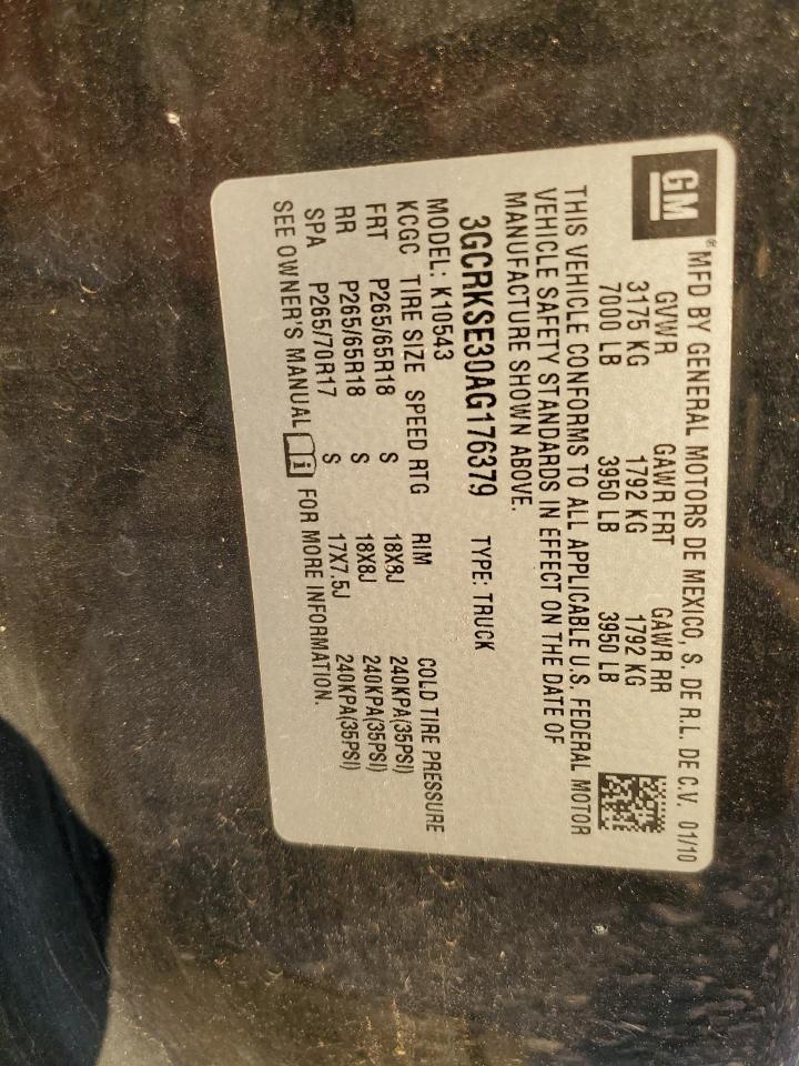 2010 Chevrolet Silverado K1500 Lt VIN: 3GCRKSE30AG176379 Lot: 92120845