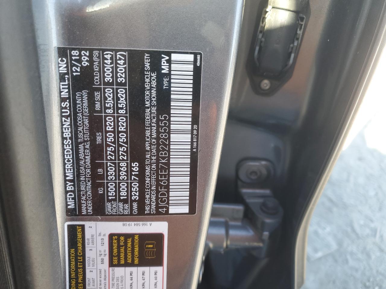 2019 Mercedes-Benz Gls 450 4Matic VIN: 4JGDF6EE7KB228555 Lot: 90353375