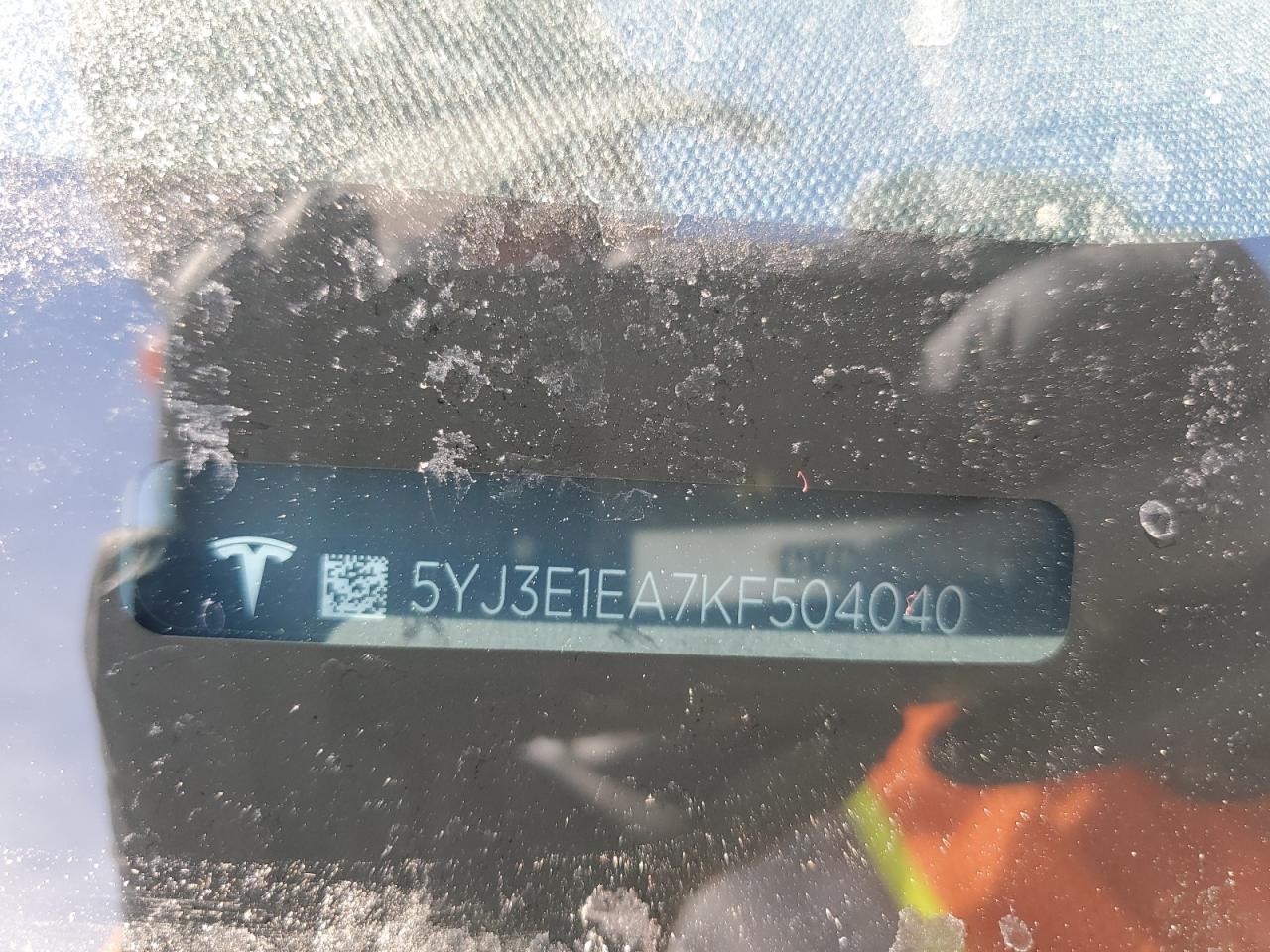 2019 Tesla Model 3 VIN: 5YJ3E1EA7KF504040 Lot: 91466315