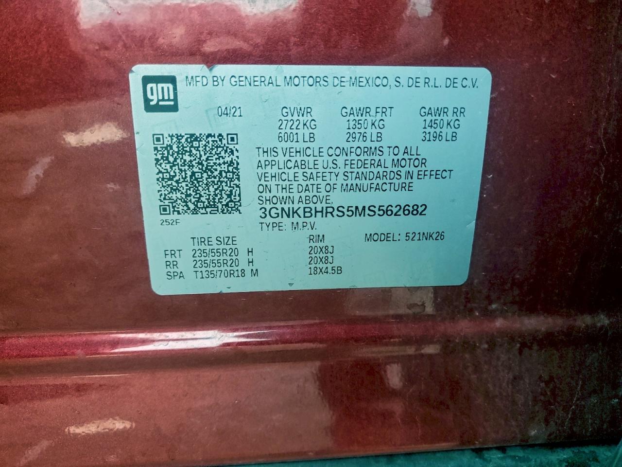 2021 Chevrolet Blazer 2Lt VIN: 3GNKBHRS5MS562682 Lot: 93701895