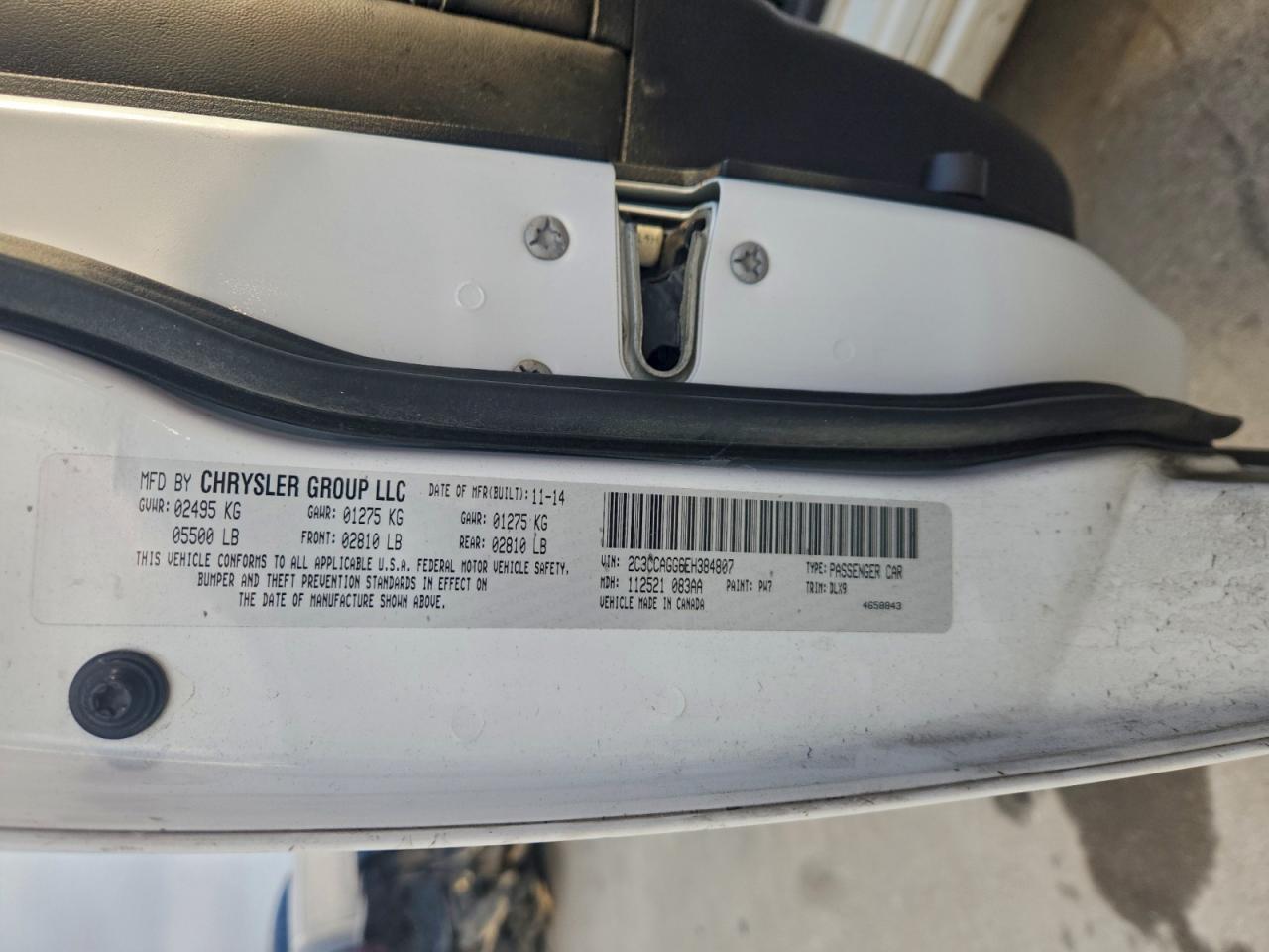 2014 Chrysler 300 S VIN: 2C3CCAGG6EH384807 Lot: 92998115