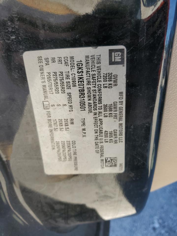 2011 GMC Yukon Xl C1500 Slt VIN: 1GKS1KE07BR310501 Lot: 90482575