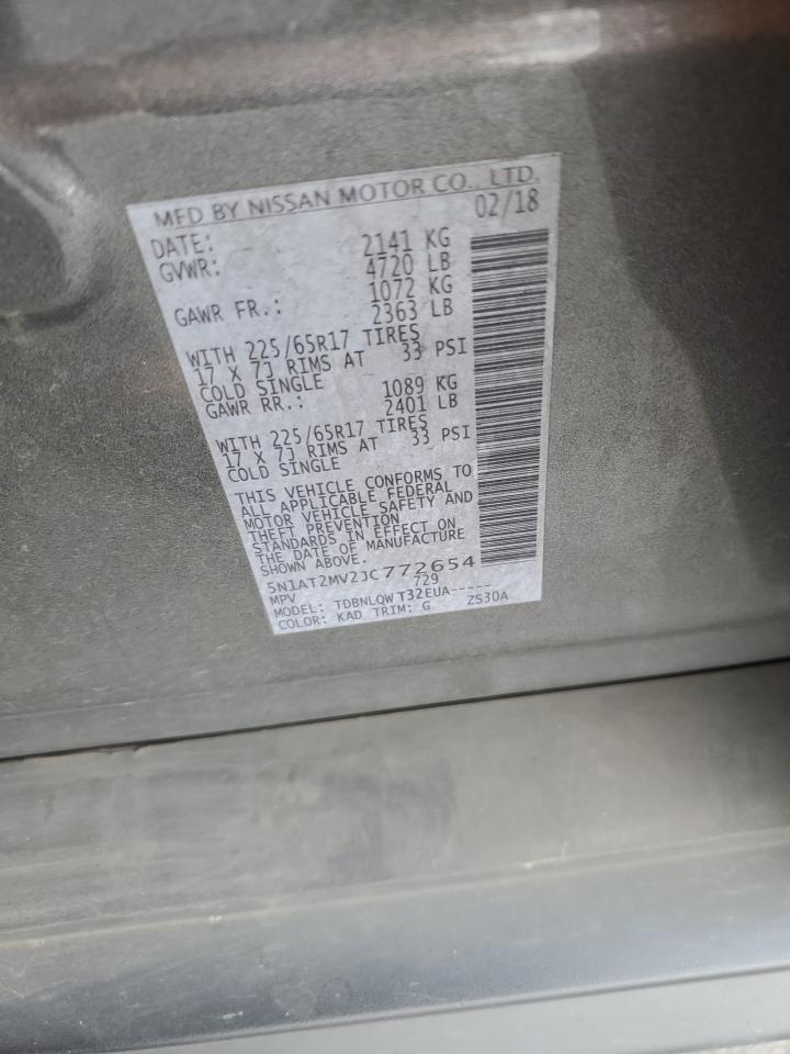 2018 Nissan Rogue S VIN: 5N1AT2MV2JC772654 Lot: 93013785