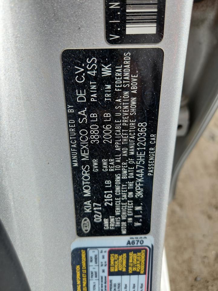 2017 Kia Forte Lx VIN: 3KPFK4A75HE120368 Lot: 92039435