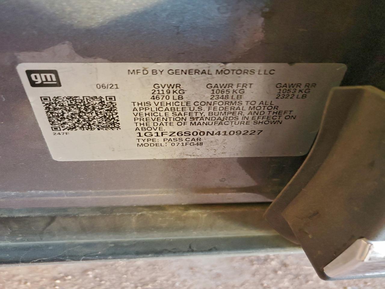 2022 Chevrolet Bolt Euv Premier VIN: 1G1FZ6S00N4109227 Lot: 93155185