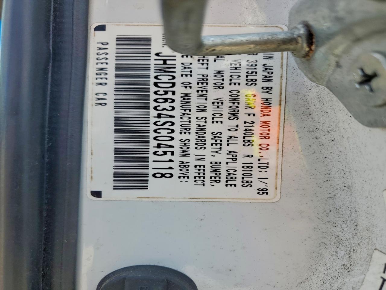 1995 Honda Accord Lx VIN: JHMCD5634SC045118 Lot: 91349495