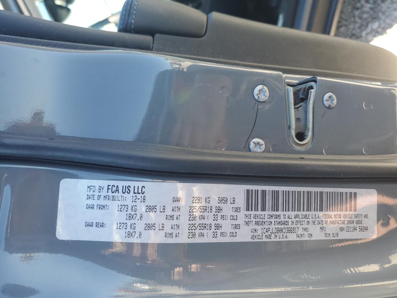 2019 Jeep Cherokee Limited VIN: 1C4PJLDB0KD366917 Lot: 93015355