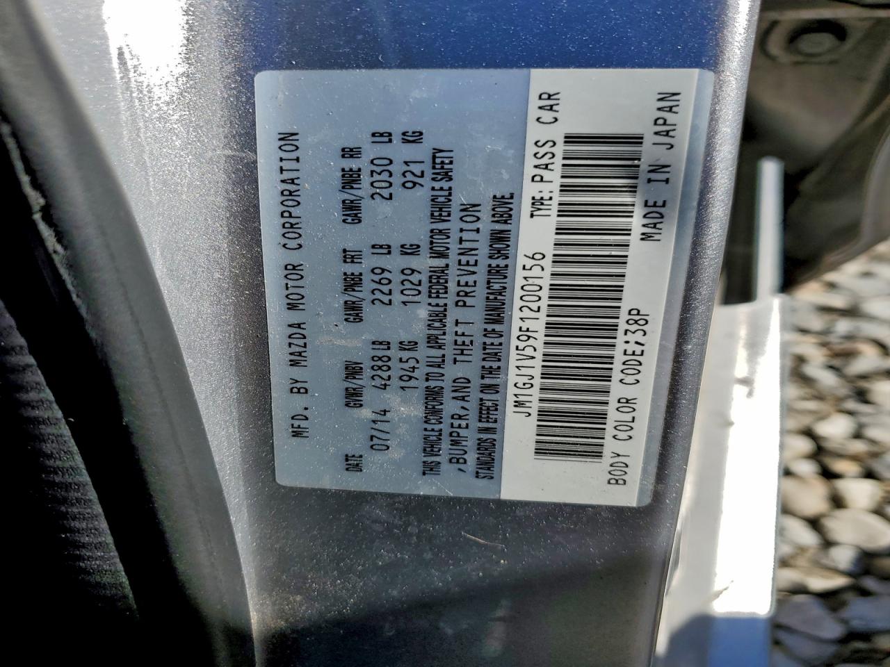 2015 Mazda 6 Touring VIN: JM1GJ1V59F1200156 Lot: 93872315