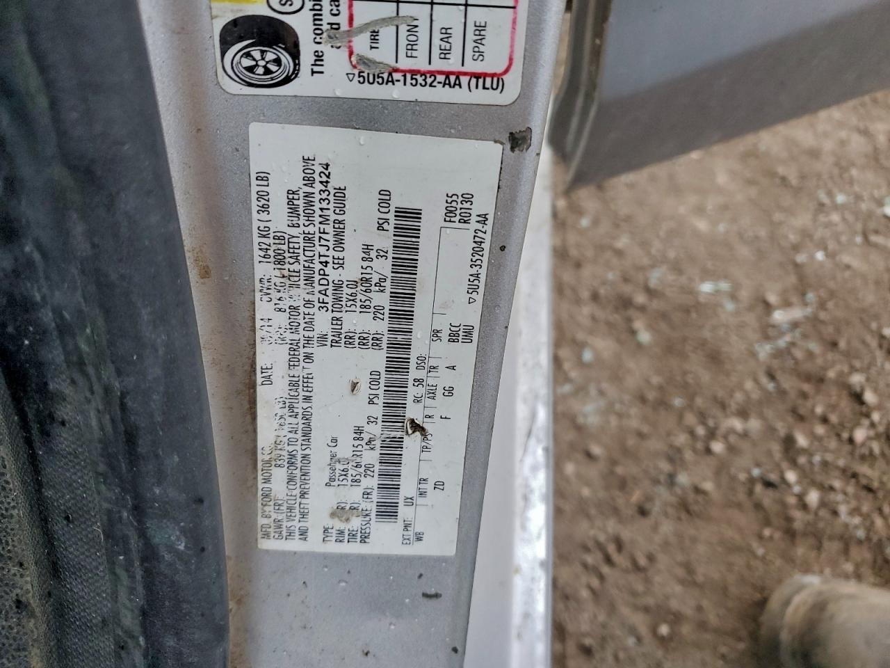 2015 Ford Fiesta S VIN: 3FADP4TJ7FM133424 Lot: 92002345