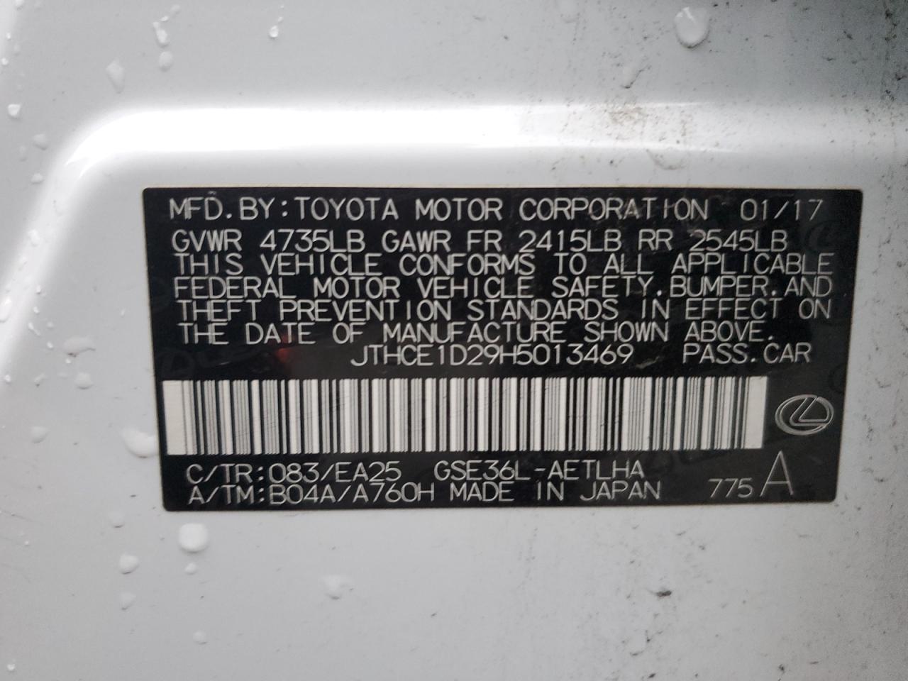 2017 Lexus Is 350 VIN: JTHCE1D29H5013469 Lot: 93505665