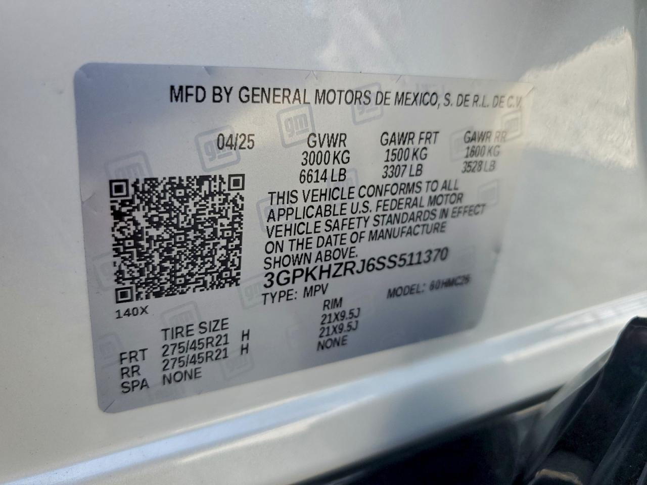 2025 Honda Prologue Elite VIN: 3GPKHZRJ6SS511370 Lot: 94384235