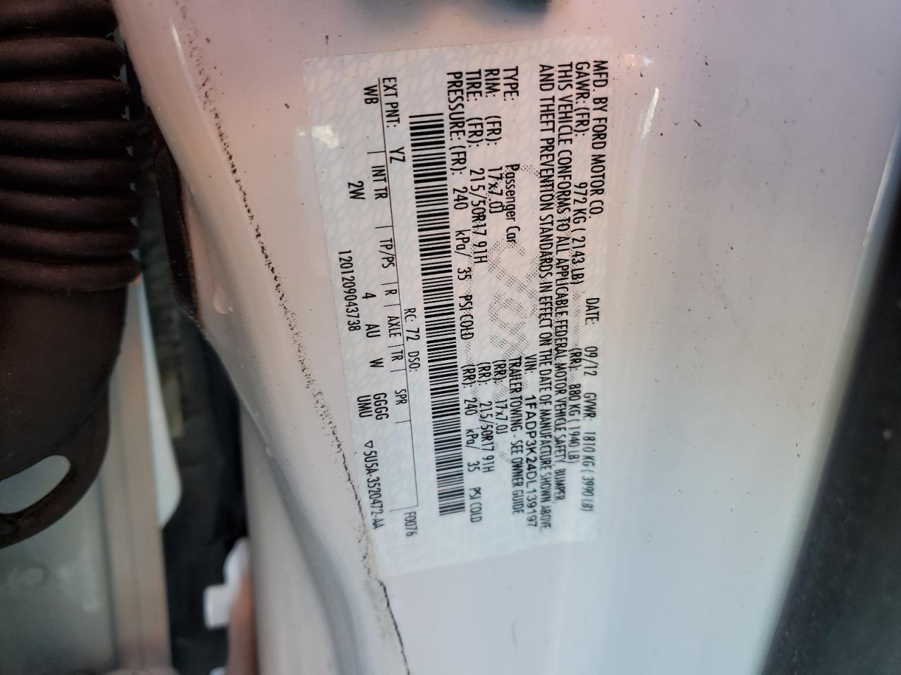 2013 Ford Focus Se VIN: 1FADP3K24DL139197 Lot: 93067805