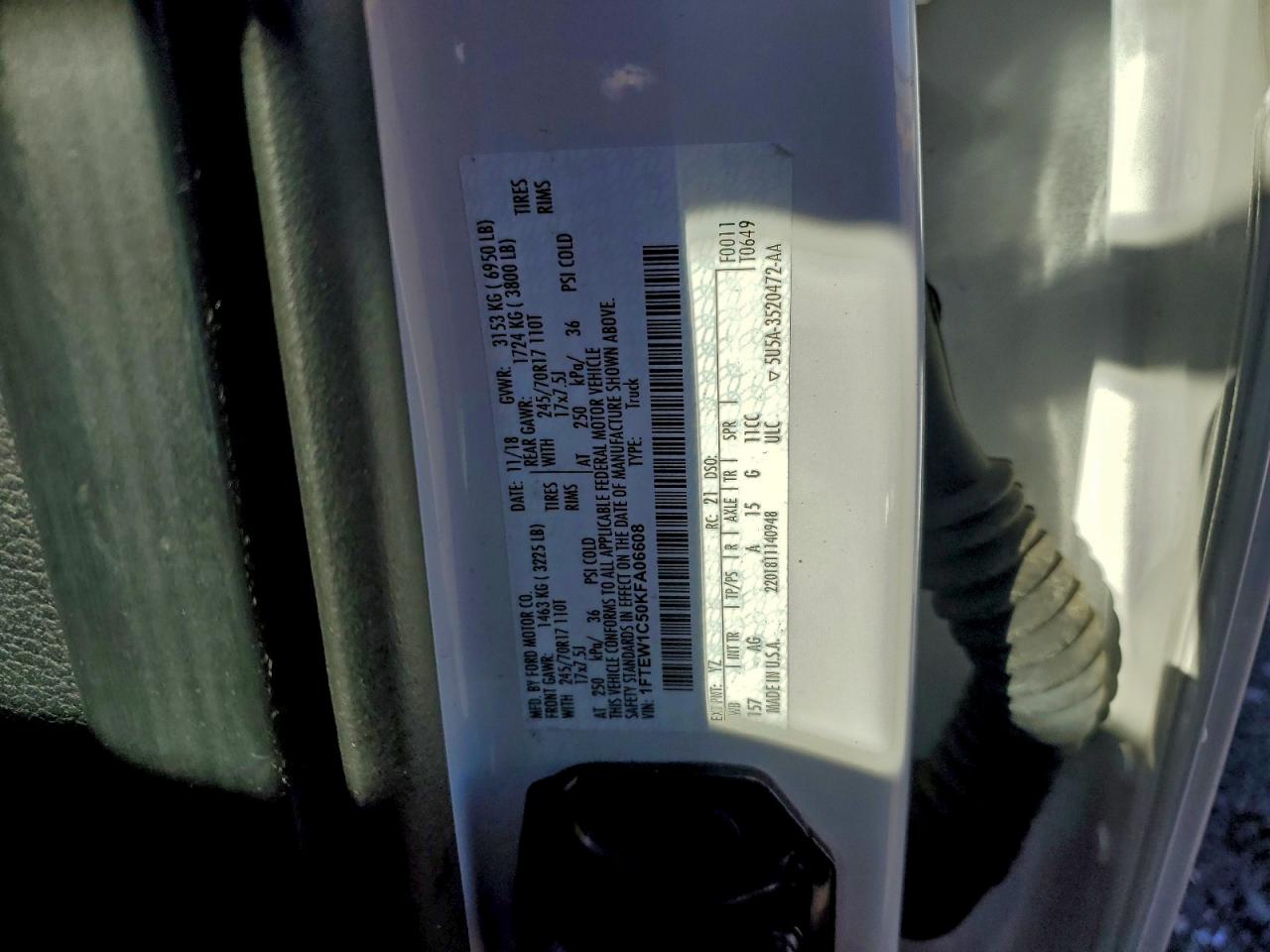 2019 Ford F150 Supercrew VIN: 1FTEW1C50KFA06608 Lot: 93774955