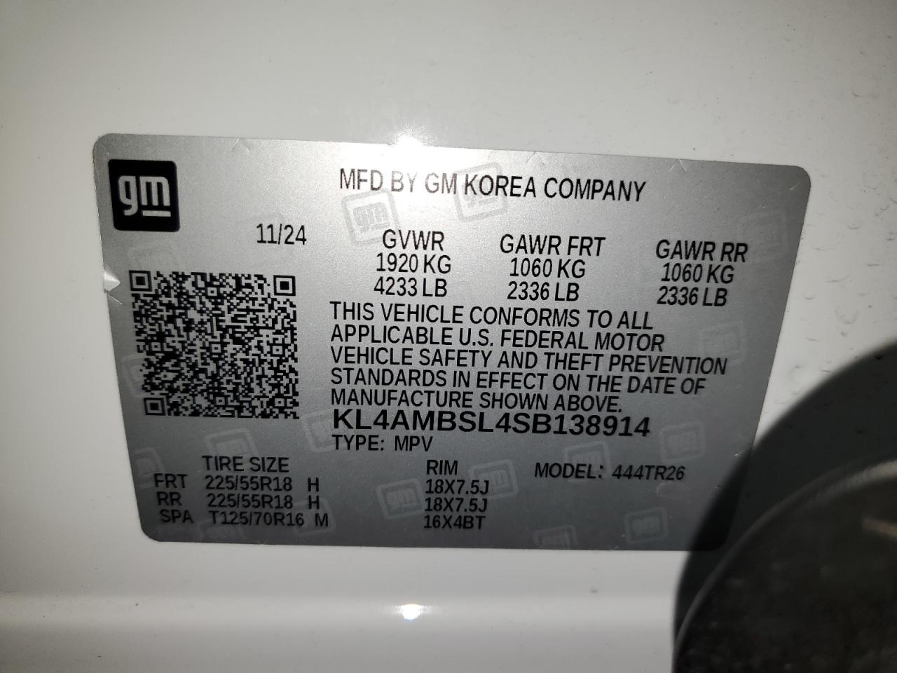 2025 Buick Encore Gx Preferred VIN: KL4AMBSL4SB138914 Lot: 92881295