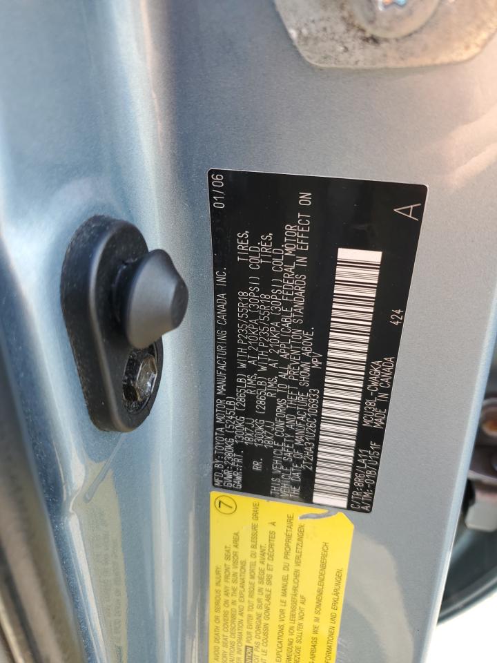 2006 Lexus Rx 330 VIN: 2T2HA31U26C106933 Lot: 92422095