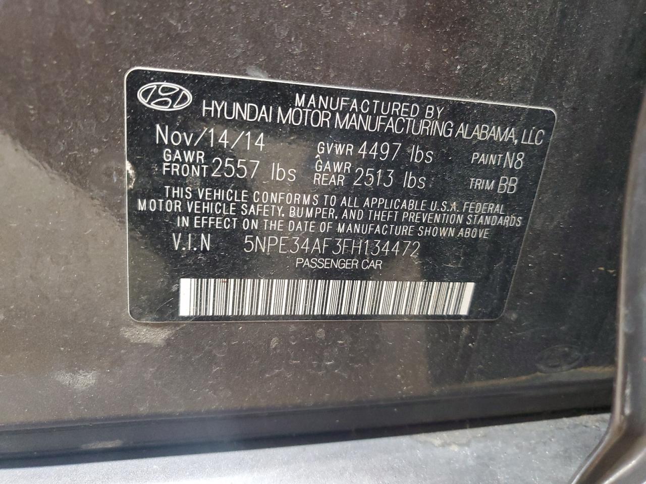 2015 Hyundai Sonata Sport VIN: 5NPE34AF3FH134472 Lot: 93669635