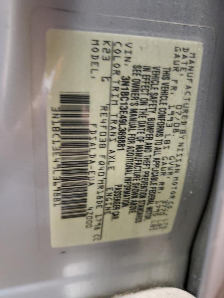 2009 Nissan Versa S VIN: 3N1BC13E49L369881 Lot: 91810435