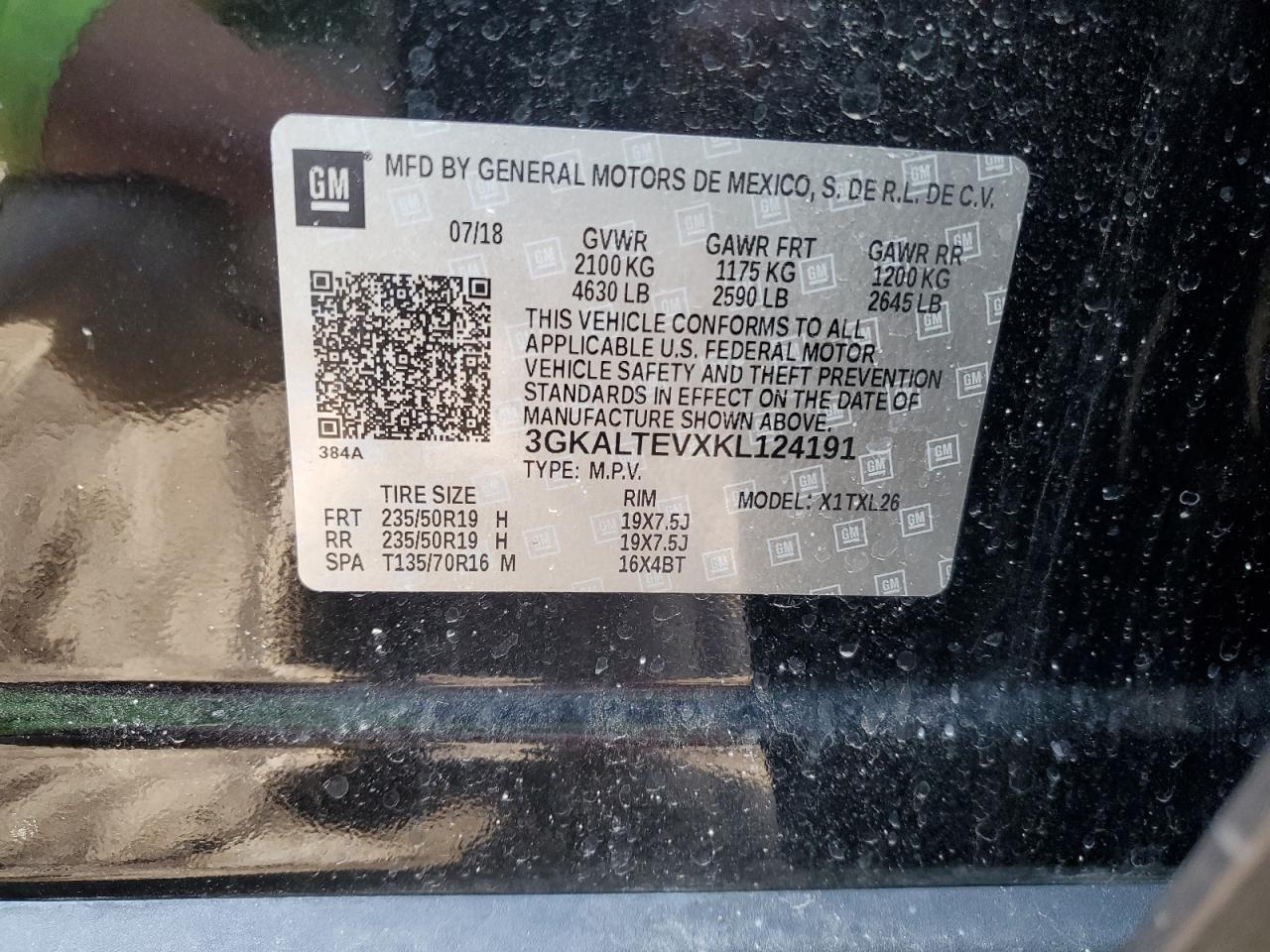 2019 GMC Terrain Sle VIN: 3GKALTEVXKL124191 Lot: 92904595