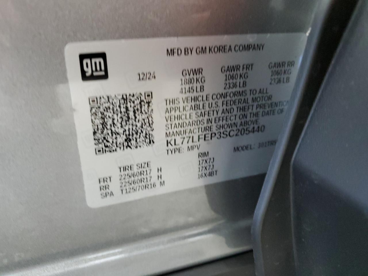 2025 Chevrolet Trax Ls VIN: KL77LFEP3SC205440 Lot: 91855635