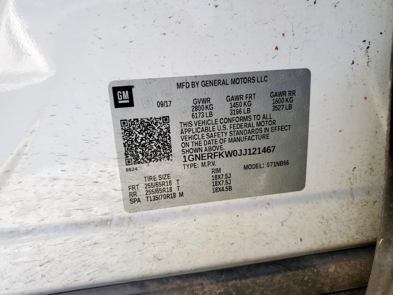 2018 Chevrolet Traverse Ls VIN: 1GNERFKW0JJ121467 Lot: 92165495