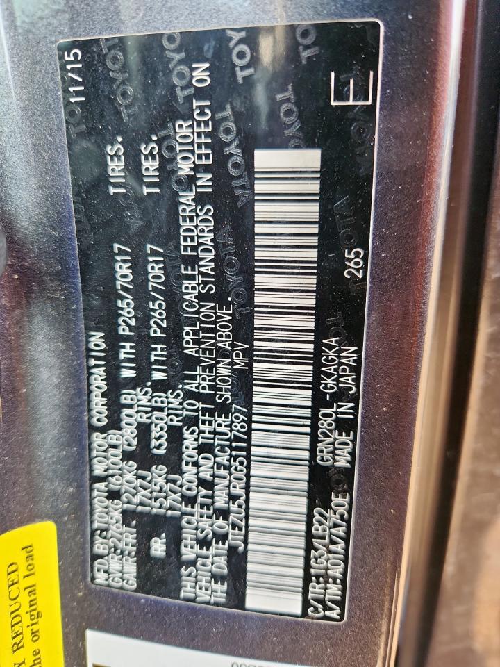 2016 Toyota 4Runner Sr5 VIN: JTEZU5JR0G5117897 Lot: 93061565