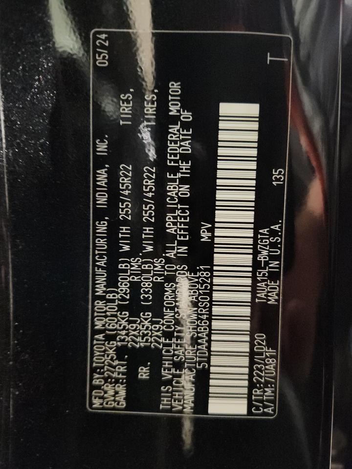 2024 Lexus Tx 350 Base VIN: 5TDAAAB64RS015281 Lot: 92864965