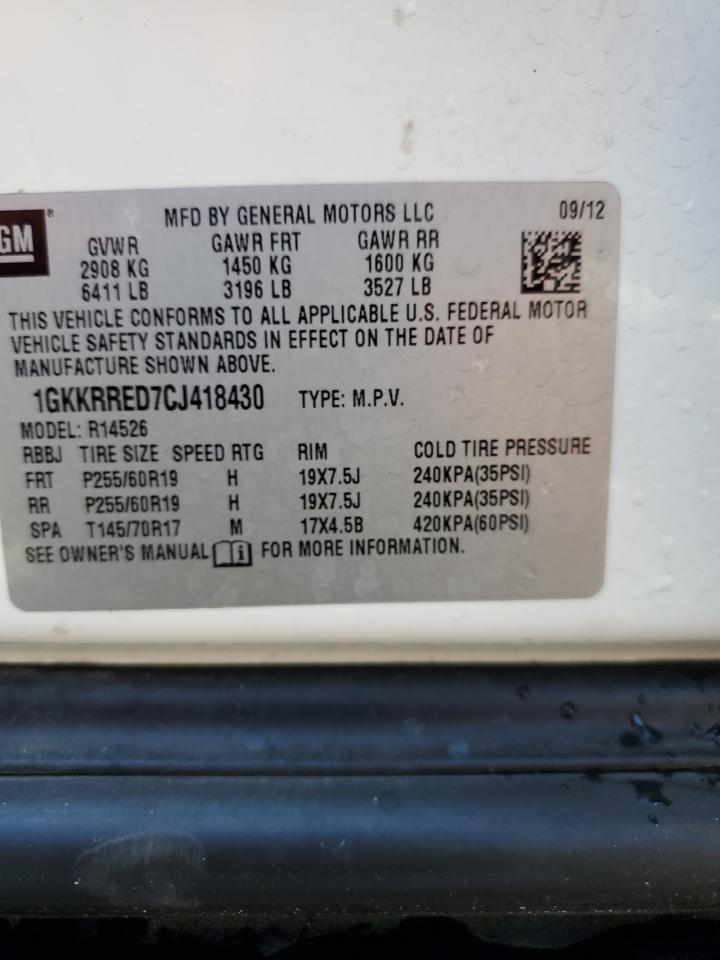 2012 GMC Acadia Slt-1 VIN: 1GKKRRED7CJ418430 Lot: 92952285