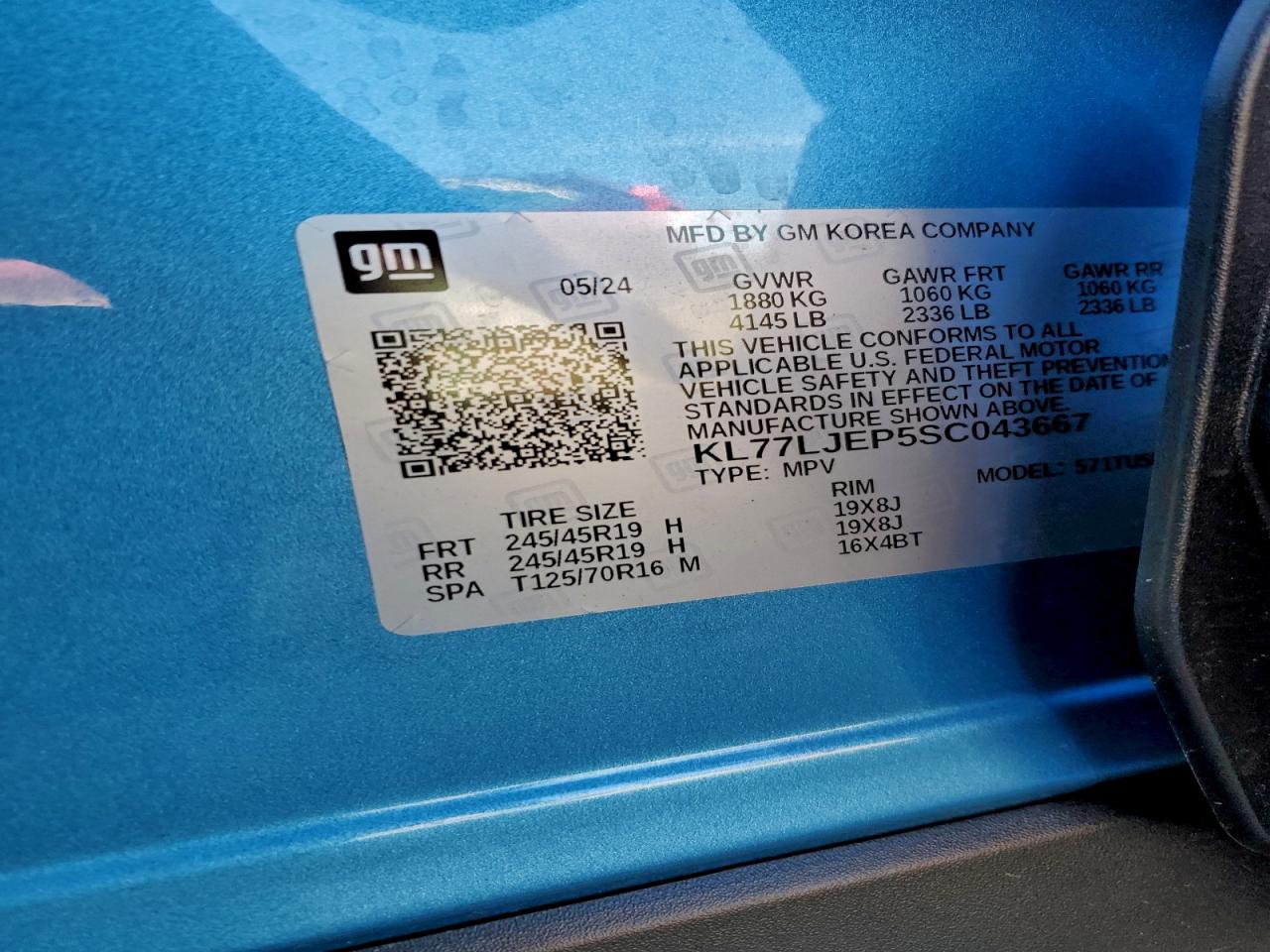 2025 Chevrolet Trax 2Rs VIN: KL77LJEP5SC043667 Lot: 93869385