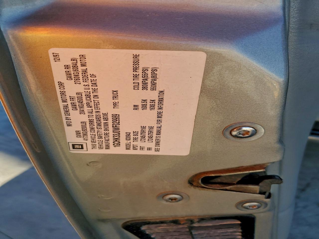 1998 Chevrolet Gmt-400 K3500 VIN: 1GCHK33J0WF029989 Lot: 94162725