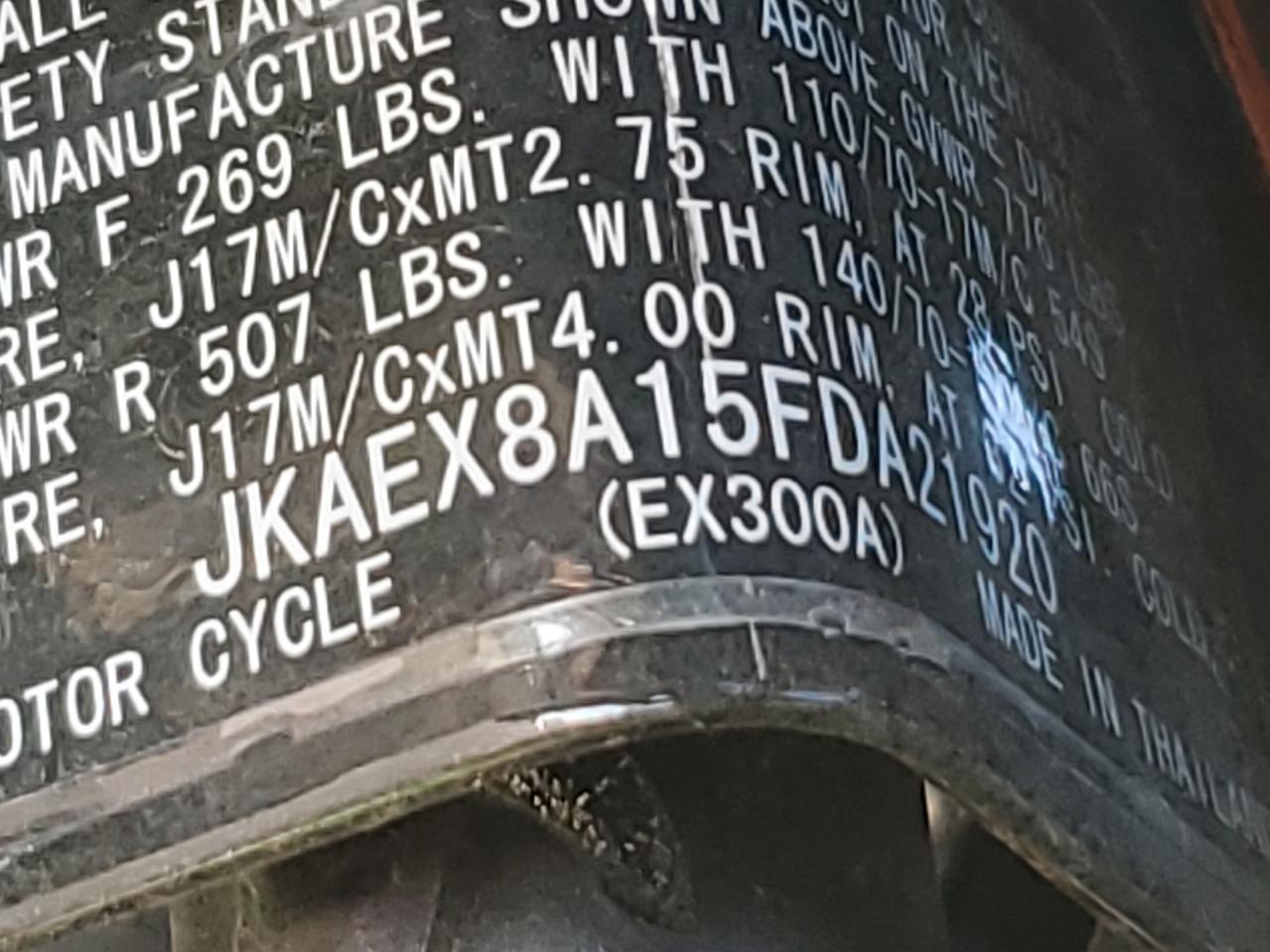 2015 Kawasaki Ex300 A VIN: JKAEX8A15FDA21920 Lot: 90588955