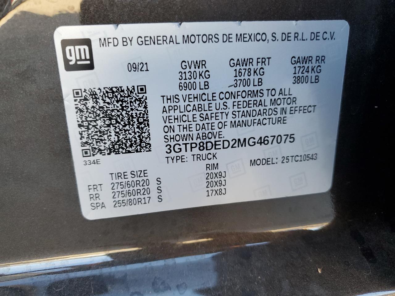 2021 GMC Sierra C1500 Slt VIN: 3GTP8DED2MG467075 Lot: 91409375