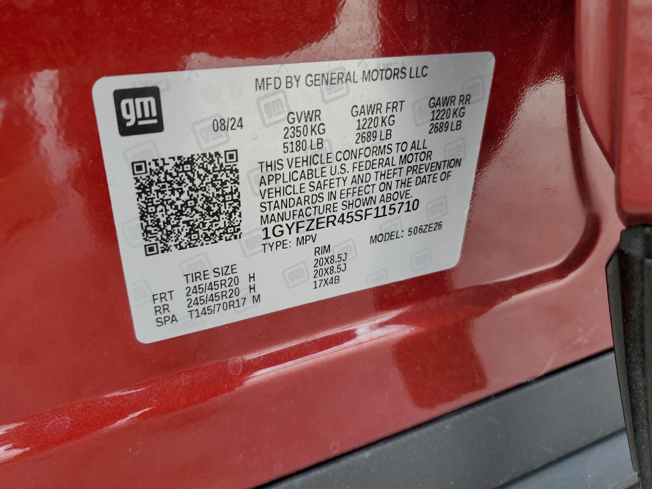 2025 Cadillac Xt4 Sport VIN: 1GYFZER45SF115710 Lot: 92424835